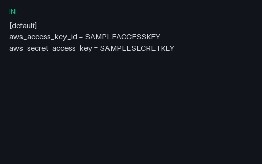 Preview of AWS Credentials Shape SAMPLE (INI)
