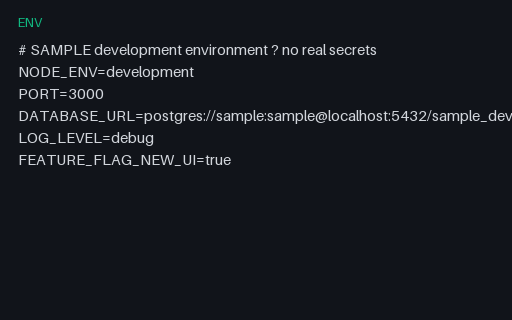 Preview of Environment File: Development (.env)