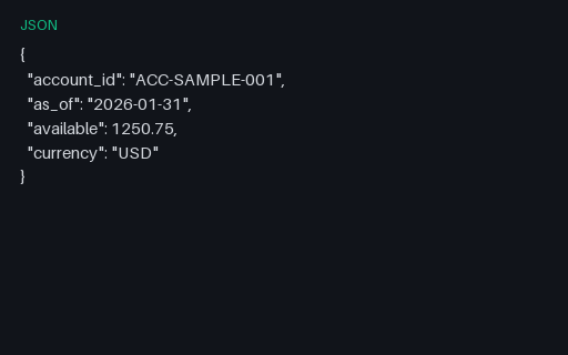 Preview of Fintech Account Balance Snapshot (JSON)
