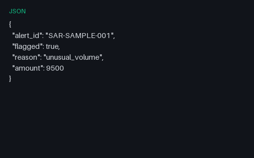 Preview of Fintech SAR Compliance Flag (JSON)