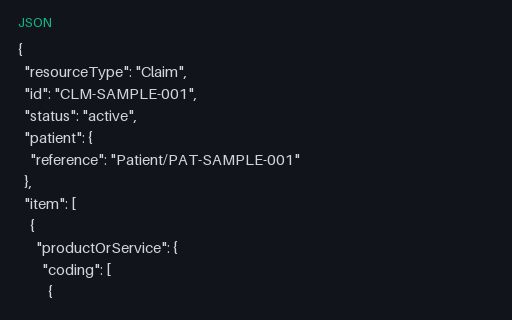 Preview of Healthcare Claim (FHIR SAMPLE JSON)