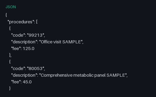 Preview of Healthcare Procedure Codes (JSON)