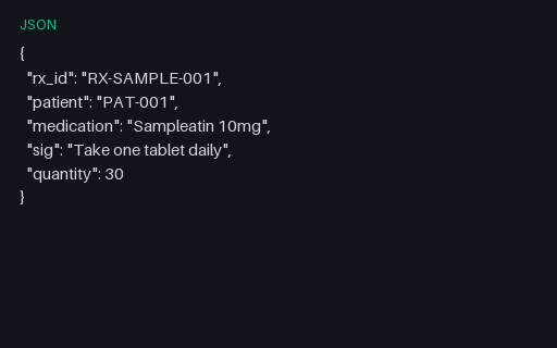 Preview of Healthcare Prescription (JSON)