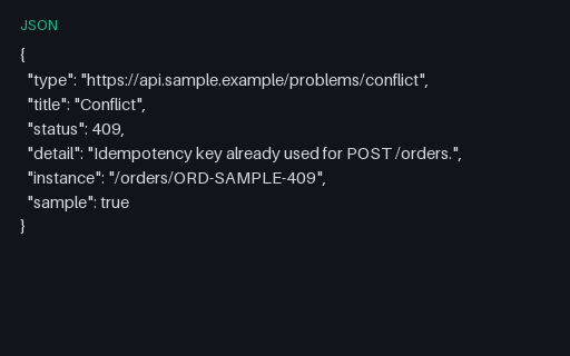 Preview of API Problem+JSON: Conflict (409)
