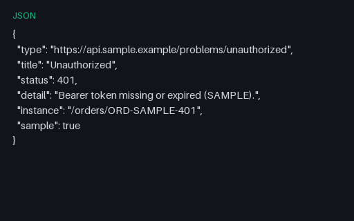 Preview of API Problem+JSON: Unauthorized (401)