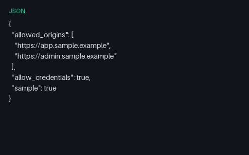 Preview of Config: Cors Origins (JSON)