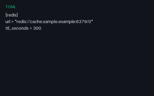 Preview of Config: Redis Cache (TOML)