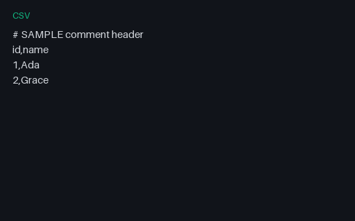Preview of CSV Edge: Hash Commented
