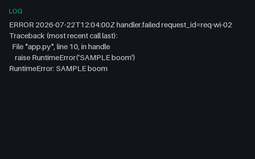 Preview of Log Sample: Multiline Stacktrace