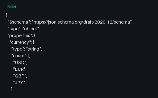 Preview of JSON Schema Edge: Enum Currency