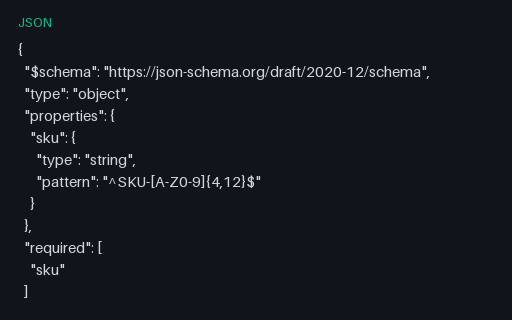 Preview of JSON Schema Edge: Pattern Sku