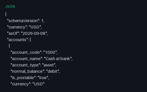Preview of Alder Books Reconciliation: Chart of accounts JSON