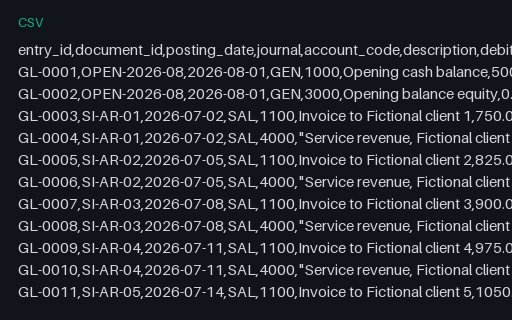 Preview of Alder Books Reconciliation: General ledger export