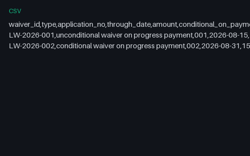 Preview of Pine Property Services: Lien waiver register