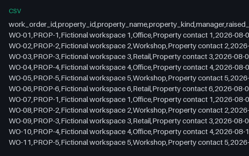 Preview of Pine Property Services: Work order export