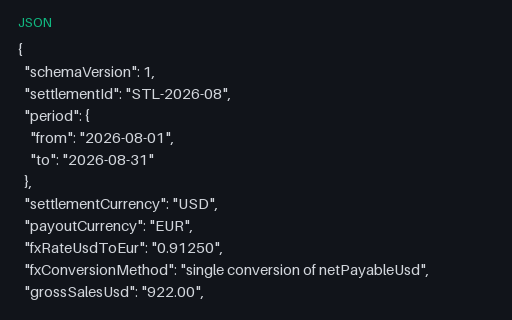Preview of Fieldnote Supply Shop: Marketplace settlement and payout summary JSON