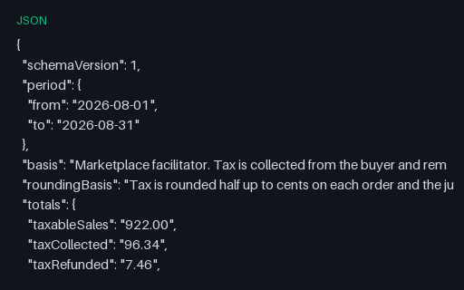 Preview of Fieldnote Supply Shop: Multi-jurisdiction tax summary JSON