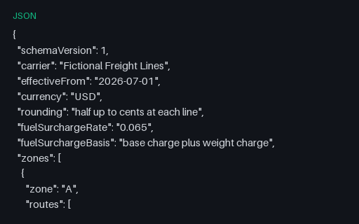 Preview of Pine Assembly Workshop: Carrier rate sheet JSON
