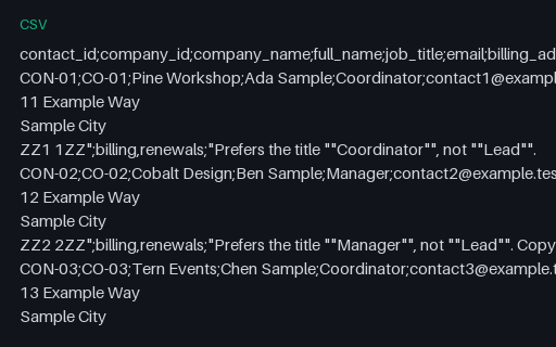Preview of Tern Client Services: Contact export in the semicolon dialect