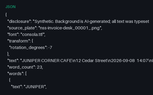 Preview of receipt (rotated -7 degrees) ground truth