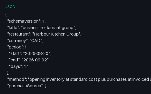 Preview of Harbour Kitchen Group: Cost of goods sold document