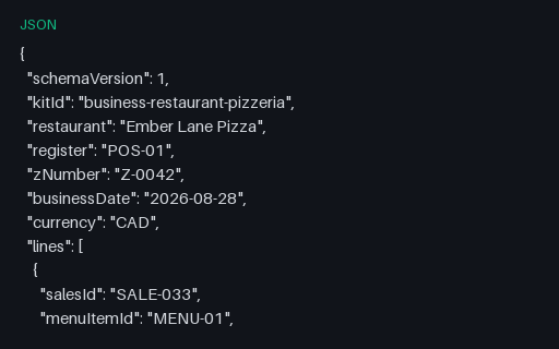 Preview of Ember Lane Pizza: Daily Z-read as structured data
