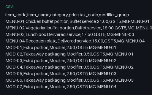 Preview of Willow Event Kitchen: Till import with a duplicate item code