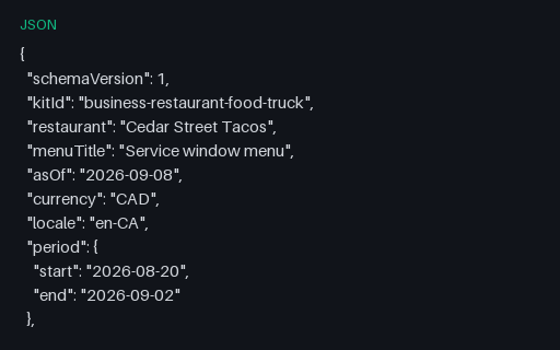 Preview of Cedar Street Tacos: Digital menu