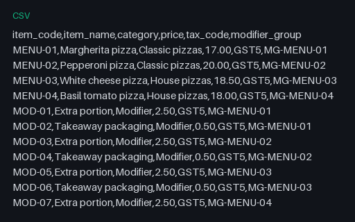 Preview of Ember Lane Pizza: Till import