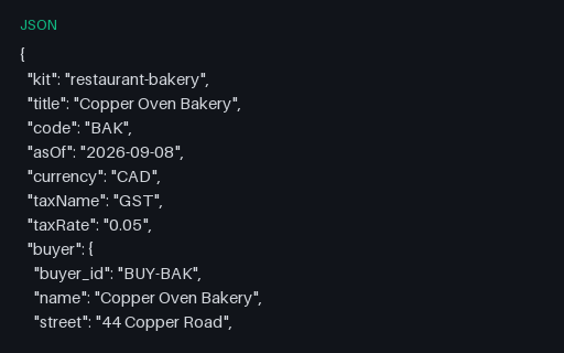 Preview of Copper Oven Bakery: Whole procure-to-pay chain JSON