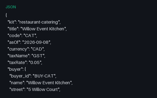Preview of Willow Event Kitchen: Whole procure-to-pay chain JSON