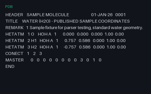 Preview of PDB Structure: Water (.pdb)