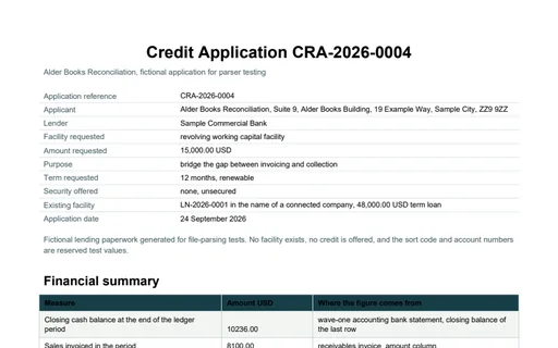 Preview of Alder Books Reconciliation: Credit application (PDF)