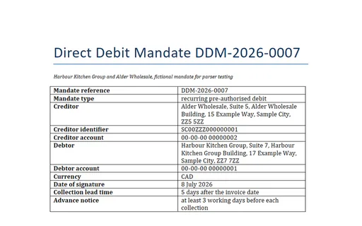Preview of Harbour Kitchen Group: Direct debit mandate (DOCX)