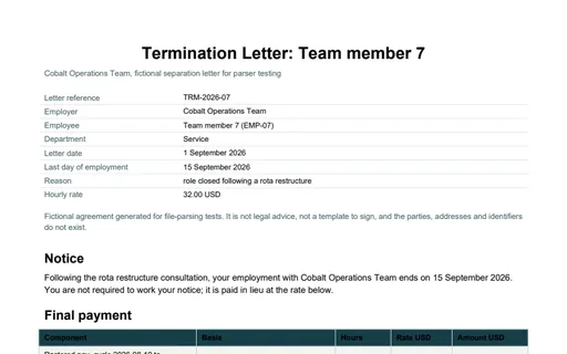 Preview of Cobalt Operations Team: Termination letter (PDF)