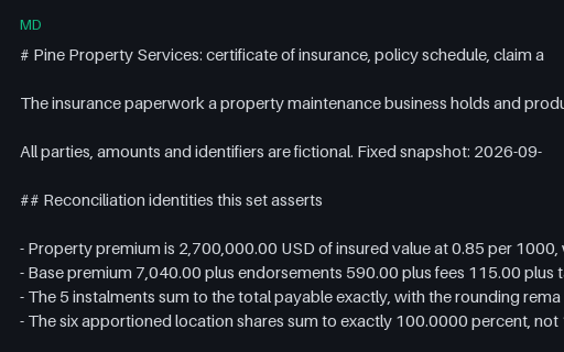 Preview of Pine Property Services: insurance document set README