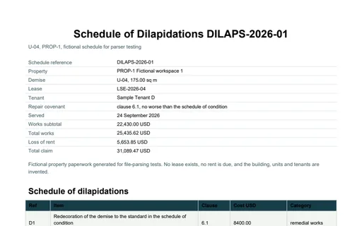 Preview of Pine Property Services: Schedule of dilapidations