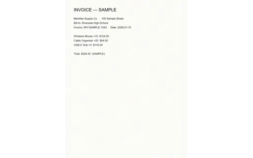 Preview of OCR Domain: Invoice (Scanned JPEG)