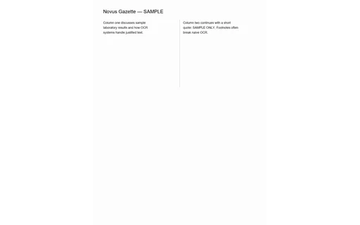 Preview of OCR Domain: Multi-column Article (Scanned JPEG)