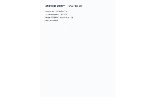 Preview of OCR Domain: Utility Bill (Scanned JPEG)