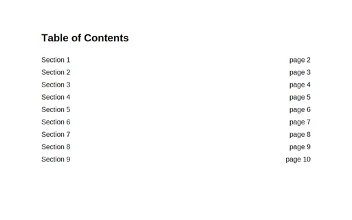 Preview of 10-Page PDF with Bookmarked TOC