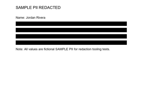 Preview of Redaction: SAMPLE PII Black-box Redacted (JPEG)
