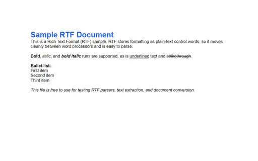 Preview of RTF: Formatted Document