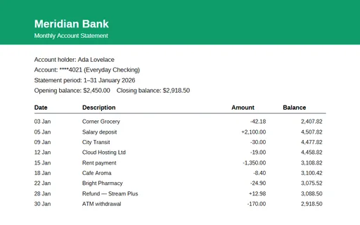 Preview of Bank Statement (PDF)