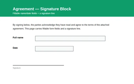 Preview of Signature Block PDF (fillable)