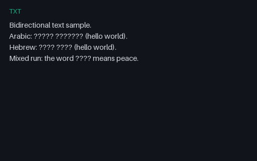 Preview of Right-to-Left / Bidi Text
