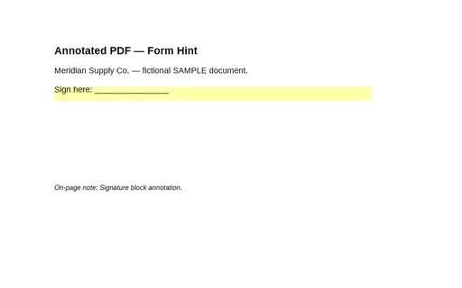 Preview of PDF Annotations: Form Hint