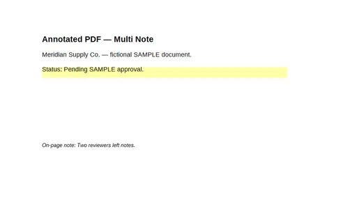 Preview of PDF Annotations: Multi Note