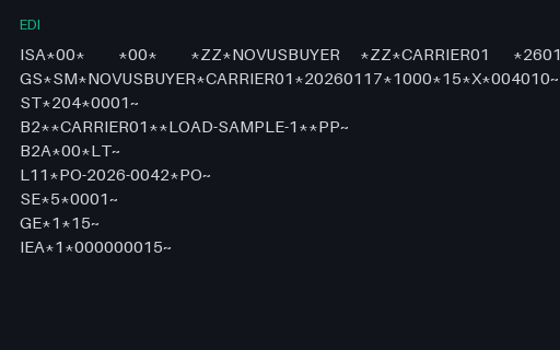 Preview of X12 EDI 204: SAMPLE