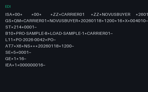 Preview of X12 EDI 214: SAMPLE